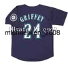 1994 1997 Retro 24 Maglia Ken Griffey Jr. 3 Alex Rodriguez 19 Jay Buhner 51 Ichiro 11 Edgar Martinez Cucita Verde Bianco Grigio