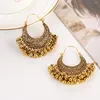 Boucles d'oreilles en peluche Boho Gold Color Tassel pour les femmes Orecchini Jewelry Gypsy Vintage Silver Alloy Bollywood Ladies Jhumka