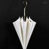 Paraplu's witte creatieve retro paraplu lange hook handle luxe waterdichte golfpunt vrouwen parapluie huishoudelijke producten