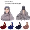 Hijabs Instant Hijab Chiffon Schal Genähte Innenhaube Convinient Headwrap Muslimische Frauen Islamischer Unterschal 175X70CM 230412