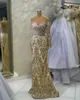 2023 April Aso Ebi Mermaid Gold Prom Dress Beaded Crystals Luxurious Evening Formal Party Second Reception Birthday Engagement Gowns Dresses Robe De Soiree ZJ5150