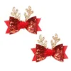 Accessoires de cheveux Festive Christmas Eping Bowknot Bows Trendy Elk Horn Headwear Barrets Holiday For Girls