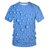 Herr t-skjortor droppar vatten män t-shirt harajuku rolig mode kort ärm den 3D-tryck avslappnade