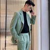 Men's Suits 2023 Men Loose Business Casual Dress Jacket Two Pieces Set Male Fashion Solid Color Blazer Coat Trousers H227