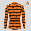 Racing Jackets Halloween Pumpkin Stripe Men Winter Thermal Fleece Cycling Jersey Long Sleeve Bicycle MTB Coat Road Bike Sports Clothing