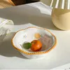 Bols INS peint à la main mignon Orange bol Vintage dentelle sous glaçure couleur chapeau de paille petit déjeuner fruits céréales vaisselle