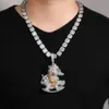 Haute qualité plaqué or 18 carats Full Bling CZ dessin animé pendentif collier avec chaîne de corde pour hommes femmes Hip Hop bijoux