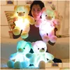 Stuffed Plush Animals 30Cm 50Cm Luminous Creative Light Up Led Teddy Bears Toy Colorf Glowing Bear Christmas Gift For Kid Drop Del Dhekx