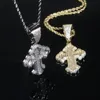 Nuova collana con pendente a croce ghiacciata per uomo donna Micro pavimenta Bling Cz all'ingrosso di gioielli punk hip-hop pavimentato