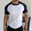 Men's T Shirts Summer Hit Color Spliced Short Sleeve Men O Neck Shirt Gym Slim Fit Sports Clothes Casual Harajuku 2xl Oversized Top Tee