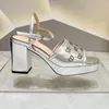 Moda primavera e verão chinelos e sandálias femininas sapatos femininos de grife couro de vaca salto alto 8,5 cm lençol freático 2,5 cm fivela decoração de unhas.Caixa de fita 42