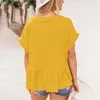 Women's T Shirts 2023 Women's V Neck T-shirts överdimensionerade tee kort ärm avslappnad sommar babydoll lös flytande topp enkel daglig vacker vacker