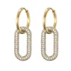 Hoop Earrings Gold Color Round Stainless Steel Zirconia Copper Oval Rectangle For Women Ear Clasp Jewelry