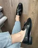 Klänningskor meotina ins za kvinnor loafers äkta läder plattskor metall dekoration tofs rund tå lady skor fjäder höst svart 43 230412