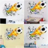 Dekorative Objekte Figuren 3D Fußball Gebrochener Aufkleber Für Kinder Wohnzimmer Sport Dekoration Wandbild Aufkleber Wohnkultur Abziehbilder Wa Dhojp