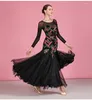 Сценическая одежда для соревнований по вальсу, танцевальная юбка для взрослых, черное платье с длинными рукавами для танго, бальных танцев, женские расширенные стандартные платья