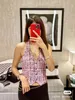 Chan 2024 Summer New Tube Vest Tweed T-shirt Hollow Out Sexy Top Top-grade Casual Women's Sling Tops Fashion Shirt Mother's Day Birthday Gift 658ff