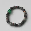 Strand Black Stone Bracelet For Men Lava Wooden 8mm Beads Tibetan Buddha Wrist Chain Women Jewelry Gift Bracelets