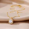 Naszyjniki wisioranki Damski naszyjnik 18 -karatowy złota biżuteria luksus lśniąca kryształowa cyrkon do dekorowania estetycznego uroku akcesorie prezent