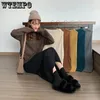 Faldas Imperio Faldas largas y gruesas Mujeres Cálido Acogedor Elegante Moda Casual Todo-fósforo Harajuku Coreano Suave Cintura elástica Una línea Falda de punto 230412