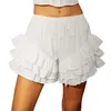 Kvinnors shorts kvinnor kawaii söt vit ruffle elastisk midja skiktad spets byte underkläder sexig svart frilly lolita bloomers