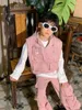 ステージウェア子供ピンクの機能的な恋人ルーズパーカーベストヒップホップパンツスーツジャズダンスコスチュームボーイズヒップホップ服DQS14317