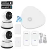 Freeshipping gateway wi-fi Integrado sistema de alarme de segurança residencial inteligente HD 720P conjunto de câmera wi-fi com mensagem push vídeo em tempo real Kgcms