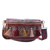 Kadınlar etnik tarzı bel çantaları ayarlanabilir kayış ile değişmiş renk fanny paketi saçak dekor crossbody göğüs çantaları 230412