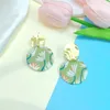 Dangle Earrings Simple Geometric Pure Girl Cute Sweet Wild Flower Pattern Soft Pottery Temperament Fashion Student Summer Spring Lovely