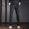 Pantaloni da uomo Autunno Inverno Velluto a coste da uomo Straight Fit Stretch Casual Pantaloni da uomo neri grigi 2023