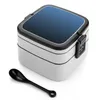 Dinnerware Shades Of Light Blue Black To Gradient Minimalist Bento Boxes Wheat Fiber Pp Material Leak Proof With Tableware