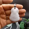 Hänghalsband Maitreya Buddha naturligt grönt halsband kinesisk handskrovad charm jadeit smycken mode amulet gåvor för kvinnor män