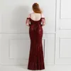 Plus Size Burgundy Sequin Dress Sexy Beading White Formal Evening Dress Women Party Strap Maxi Dress Long Prom Dress