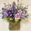 Decoratieve bloemen lavendel kransen voor voordeur lente krans boerderij decor bloem met manden