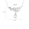 S925 Silver Pearl Pendant Necklace Jewelry Fashion Women Micro Set Zircon Olive Branch Necklace Sexy Collar Chain for Women Wedding Party Valentine's Day Gift SPC