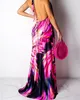 Casual Dresses Halter Colorful Print Open Back Maxi Dress Fashion Women Printing Boho Long Evening Party