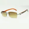 Gafas de sol de madera con forma de diamante de 5,0 mm 3524012 con patas de madera de color naranja natural y lentes de 56 mm
