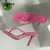 Sandalen mode PVC transparante vrouwen slippers vierkante knelpje teen dunne hoge hak smalband feestjurk muilezels pomp glijbanen schoenen 230316