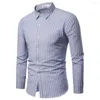 Men's T Shirts Pajama Large Business Striped Long-sleeved Printing Men's Shirt Tops Leisure Blouse Fashion Men Cotton