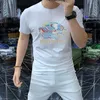 RH7MダイヤモンドアイロンデザイナーTシャツ夏の白い半袖Tシャツティーメンズ服