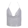 Damestanks Camis Hirigin Sexy pailletten Women Metal Summer Top Crop 2023 Club Backless Bralette Beach Halter Party Camisole