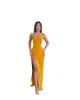 Dubaï arabe simple jaune sirène robes de bal pour femmes filles grande taille une épaule haut côté fendu vêtements de cérémonie anniversaire occasion spéciale robes de soirée