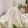 Balo elbisesi tasarımcı saten 3d boyun kapalı omuz kristal boncuklu beyaz gelinlikler dantel leke payetli artı boyutu evli elbise vestido de novias s