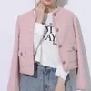 여성용 재킷 달콤한 트위드 O- 넥 여성 소형 향기 짧은 긴 소매 단순 탑 2023 가을 한국 chi 올 매치 여성 코트