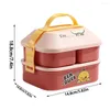 Geschirr-Sets Kawaii tragbare Lunchbox für Kinder Schulkinder Picknick Bento Mikrowelle mit Fächern Aufbewahrungsbehältern