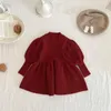 Robes de fille élégantes manches bouffantes filles robe de fond chaud coton tricoté enfants pull noël bébé vêtements enfants robe de bal