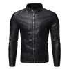 Men's Jackets Mens PU Leather Jacket Motorcycle Biker 2023 Autumn Winter Warm Black Outdoor Outwear Coats 5XL Plus Szie