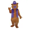 Costume de mascotte de castor de chapeau violet d'Halloween Taille adulte Personnage de thème d'anime de dessin animé Carnaval Hommes Femmes Robe de Noël Fantaisie Performance Robe de soirée