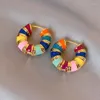 Hoop Earrings 1 Pair Colorful Enamel Ear Buckle For Women French Vintage Premium Sense Exquisite Round Small Studs Jewelry Pendientes