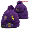 BEANI LAKERS LOS ANGELES BEanie Cap Wool Warm Sport Basketball North American Team Striped Striped Strip USA College Cuffed Pom Hats Men Women A18